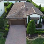 Drone aerial shot of Florida single-family home with landscaping